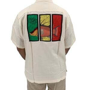 NATIVE OUTFITTERS Camp Shirt Size M New $99 Cream Ivory Hogfish Boating Water